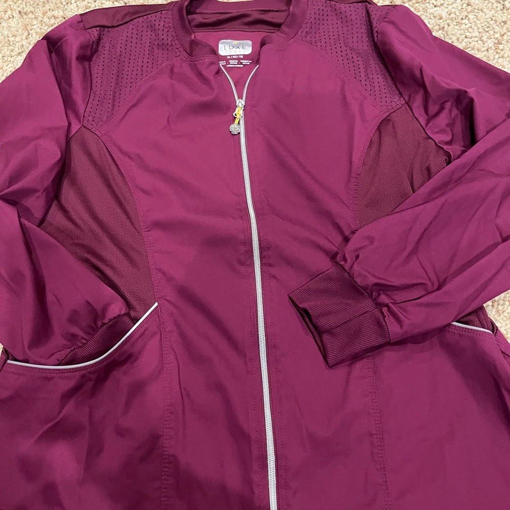 Cherokee Women's LUXE Burgundy SCRUB JACKET